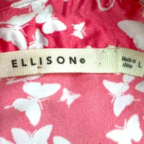 Ellison Women's Pink Floral Button-Up Shirt Size L Long Sleeve Butterfly… - Picture 3 of 4